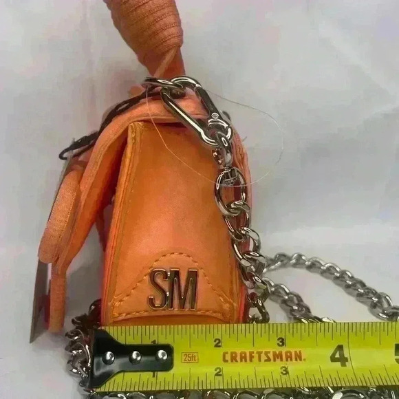 NWT STEVE MADDEN BDORAA mini FLAP TOP CROSSBODY BAG + Top Handle & Chain, Orange - Picture 4 of 11